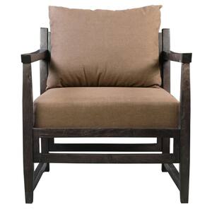 Malibu Beige and Brown Open Wood Frame Accent Chair