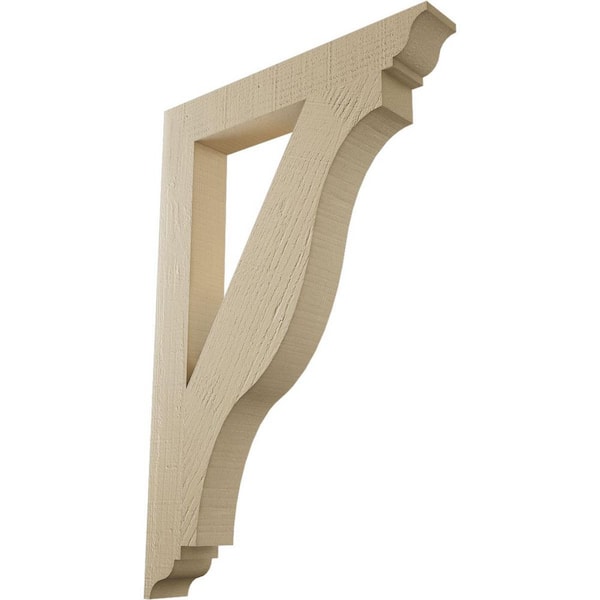 Ekena Millwork 3.5 in. x 36 in. x 24 in. Funston Traditional Rough Cedar Woodgrain Timberthane Polyurethane Bracket, Primed Tan