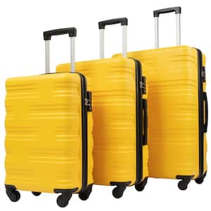 3-Piece Yellow Spinner Wheels, Rolling, Lockable Handle and Light-Weight Luggage Set