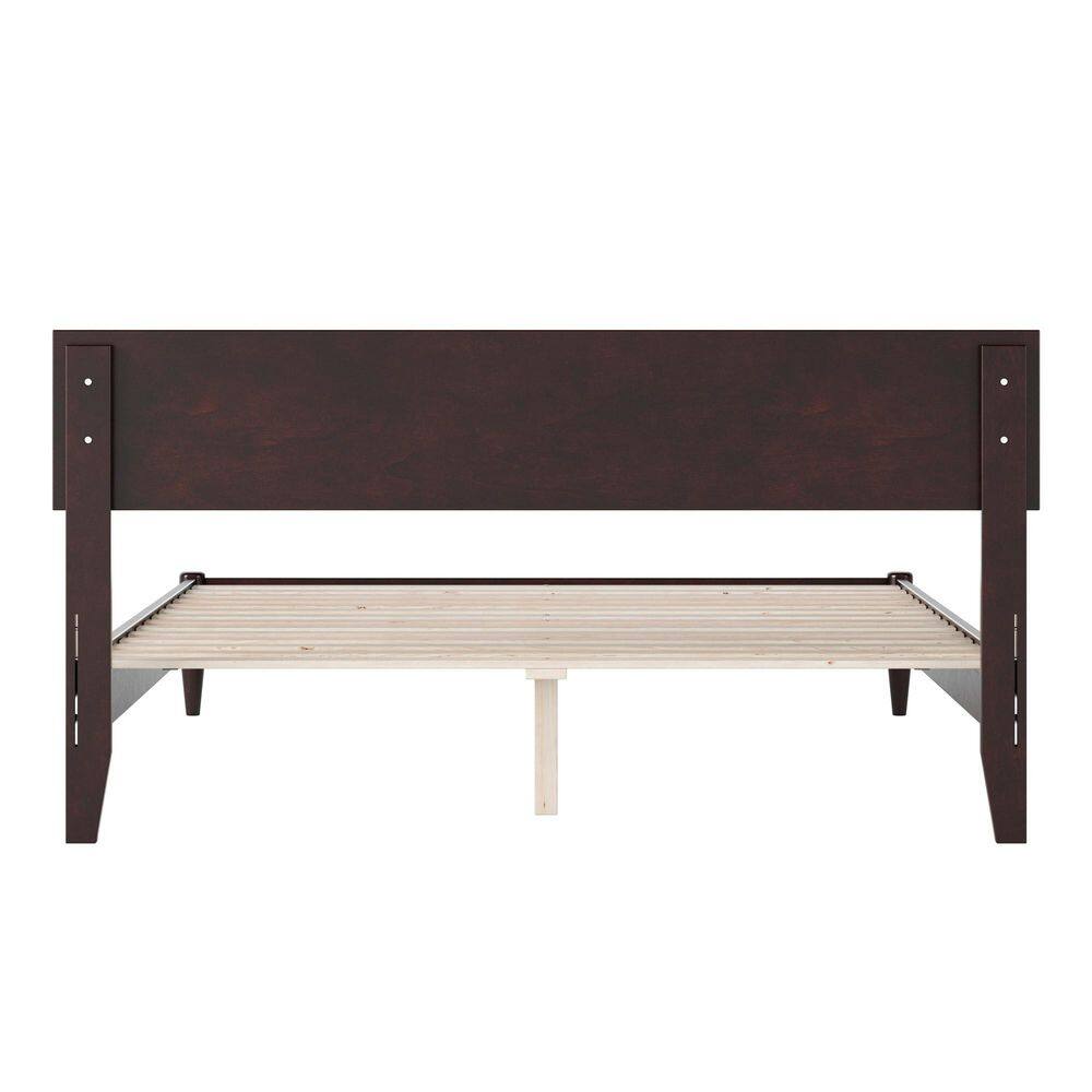 Aria Espresso Queen Solid Wood Low Profile Platform Bed with USB Ports