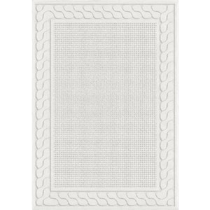 Picket Fences Off-White 5 ft. x 8 ft. Indoor/Outdoor Area Rug
