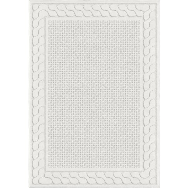 Picket Fences Off-White 9 ft. x 13 ft. Indoor/Outdoor Area Rug