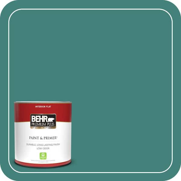BEHR PREMIUM PLUS 1 qt. #M450-6 Bubble Turquoise Flat Low Odor Interior Paint & Primer