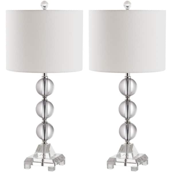 SAFAVIEH Fiona 24 in. Clear Crystal Ball Table Lamp with White Shade (Set of 2)