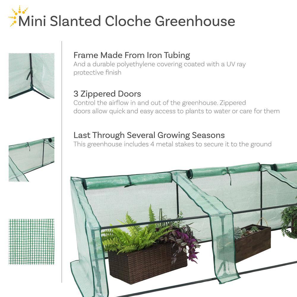 Sunnydaze Green 106" Polyethylene Mini Cloche Greenhouse with Iron Frame