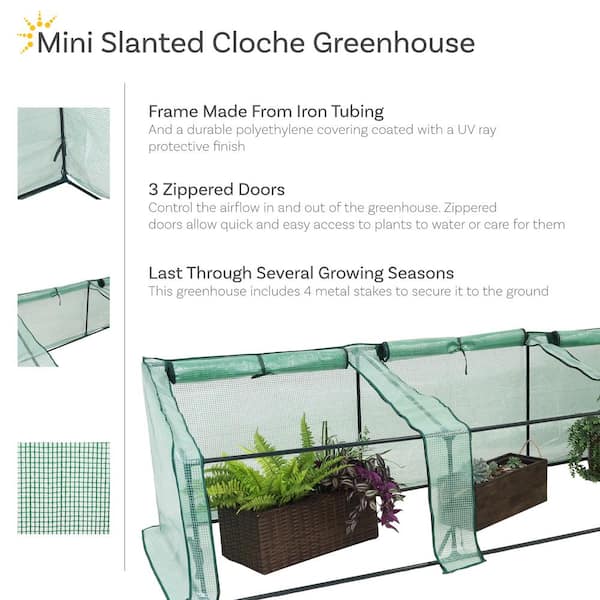 Sunnydaze Sunnydaze 2 ft. x 8 ft. Green Seedling Cloche Mini Sunnydaze Sunnydaze 2 ft. x 8 ft. Green Seedling Cloche Mini