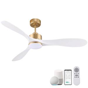 52 in. Dimmable LED Indoor/Outdoor White Smart Ceiling Fan with Light and Remote, Low Noise, Works w/Alexa/Google Home