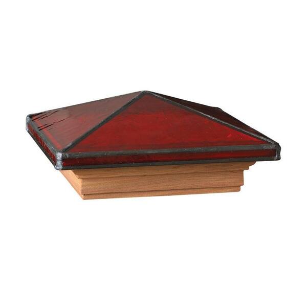Unbranded 6 in. x 6 in. Western Red Cedar Jewel Garnet Pyramid Post Cap