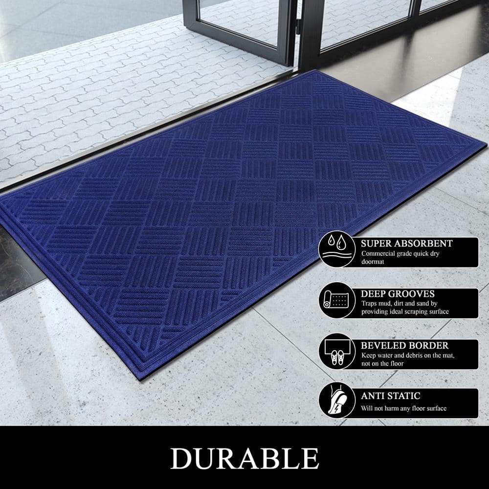 Blue Polypropylene Weatherproof Outdoor Door Mat 36" x 60"