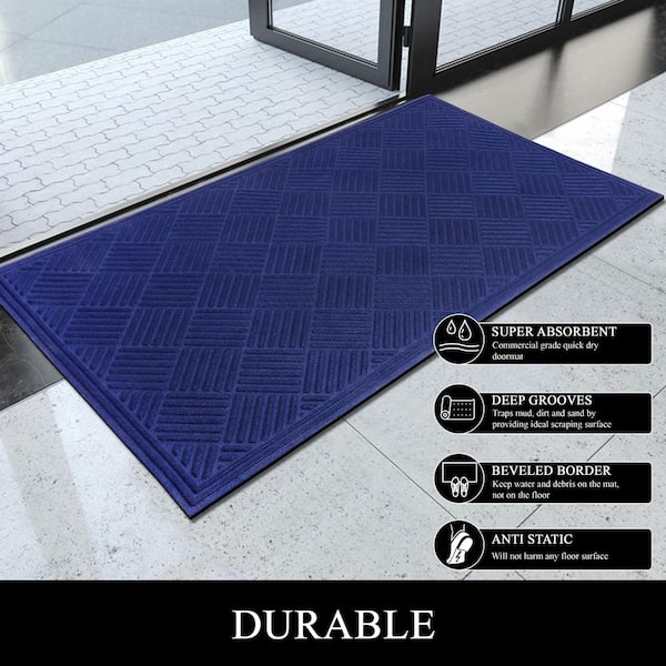 A1HC All Weather Durable Polypropylene Blue 36 in. x 60 in. Non Slip Backing Rubber Outdoor Door Mat
