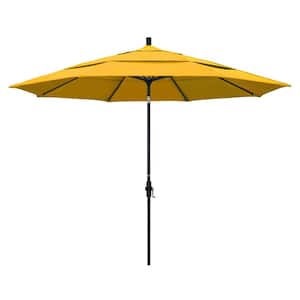 11 ft. Aluminum Collar Tilt Double Vented Patio Umbrella in Yellow Pacifica
