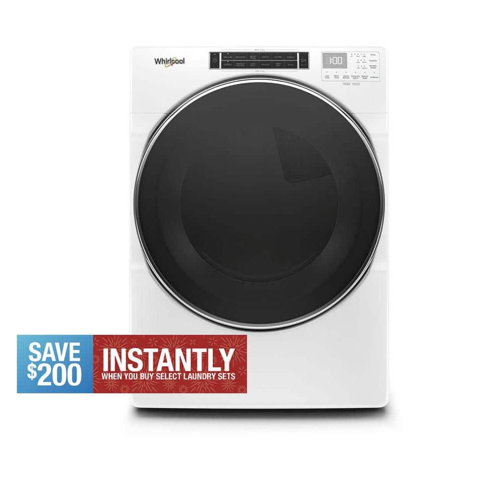 7.4 cu. ft. 120-Volt White Stackable Gas Vented Dryer with Steam and Intuitive Touch Controls, ENERGY STAR