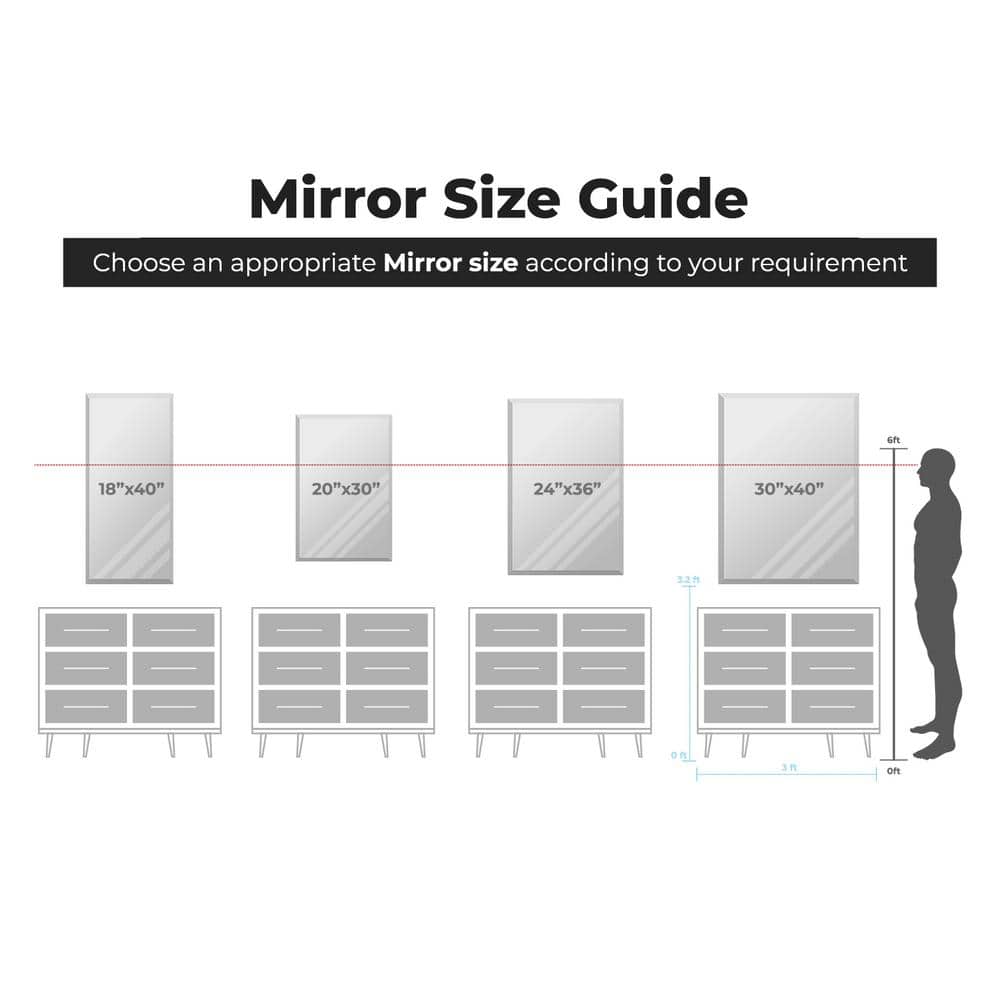 Sleek 18" x 40" Frameless Rectangular Polished Wall Mirror