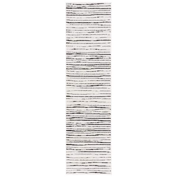 Melody 2 ft. x 12 ft. Ivory/Black Striped Runner Rug