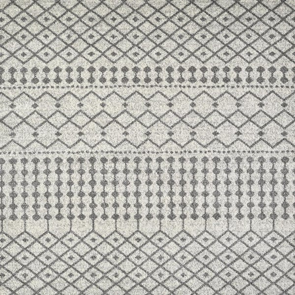 Eviva Grid Cream/Gray 10 ft. x 12 ft. Geometric Area Rug