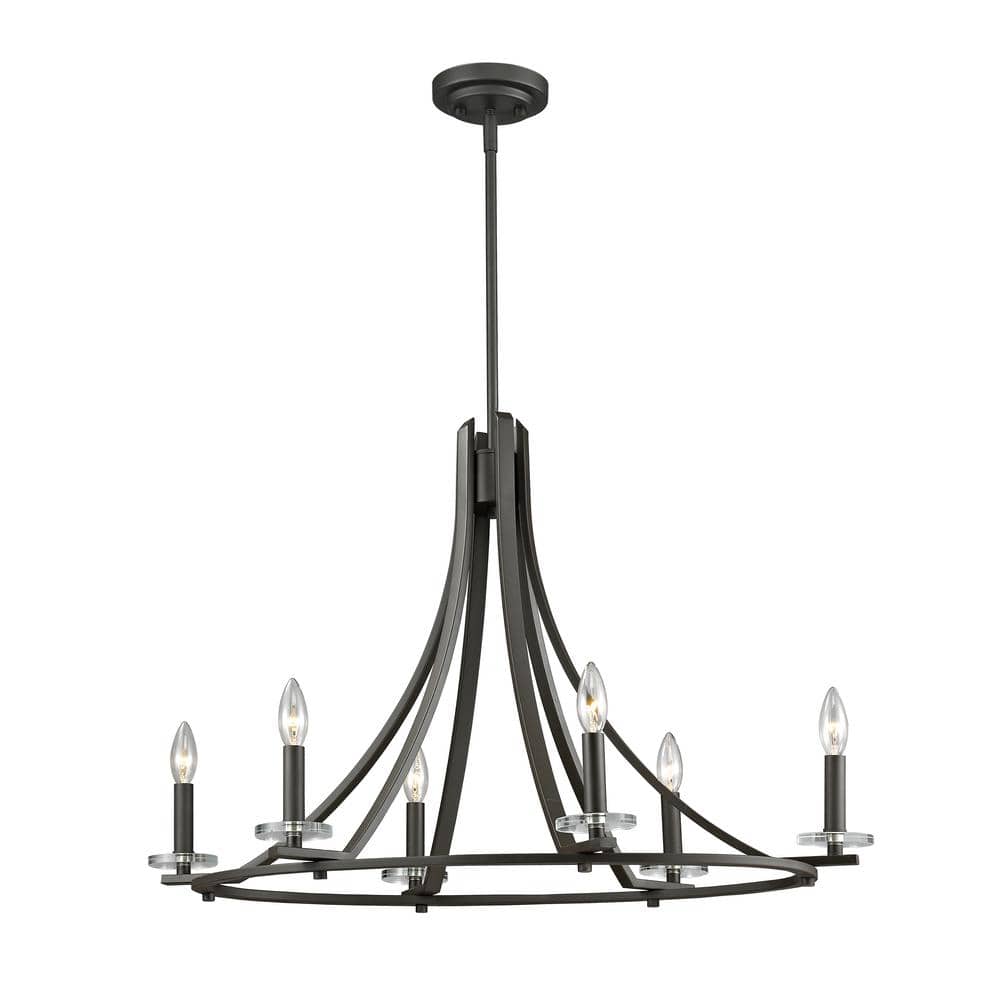 Verona 60-Watt 6-Light Bronze Candle Pendant Light with No Bulb Included