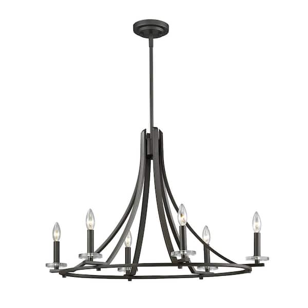 Unbranded Verona 60-Watt 6-Light Bronze Candle Pendant Light with No Bulb Included