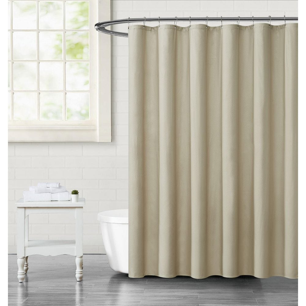 Truly Calm Embossed Fabric Shower Curtain Liner Beige