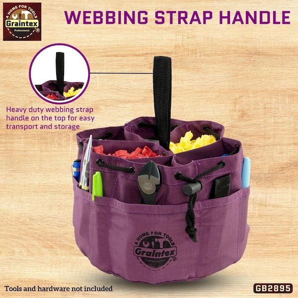 Graintex 10 in. 6-Pocket Purple Canvas Grab Tool Bag with