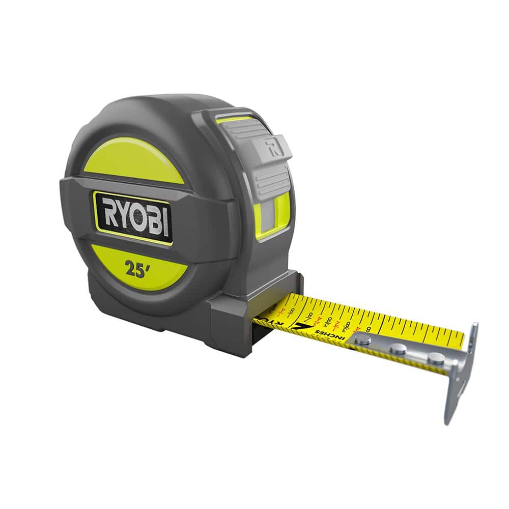 Tape Measures RYOBI 25 ft. Tape Measure with Overmold and Wireform Belt Clip-RTM25 - The  Home Depot