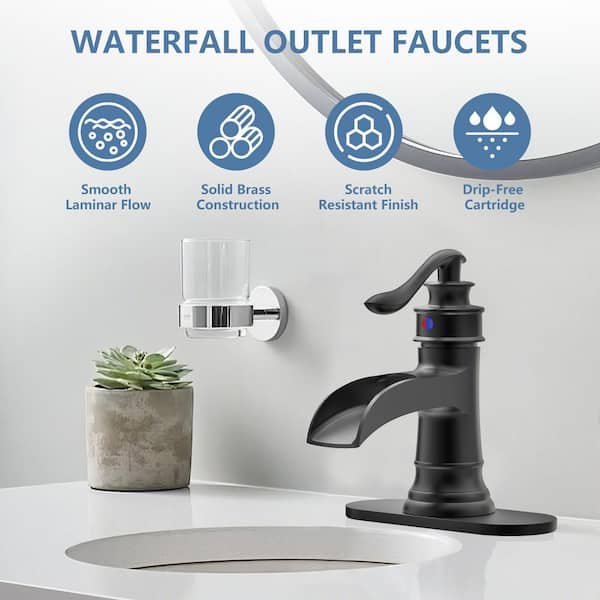 Single Handle Single Hole Bathroom Faucet with Drain Kit Included and Corrosion Resistant, Detachable in Matte Black