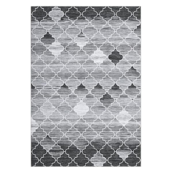 Modern Geometric Print Area Rug Soft and Versatile Anti-fouling and Anti-slip for Bedroom Living Room Gray，8X10ft