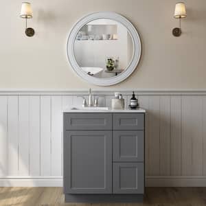 Shaker Grey Plywood Stock Ready to Assemble Floor Vanity Sink Base Kitchen Cabinet 30 in. W x 21 in. D x 34.5 in. H