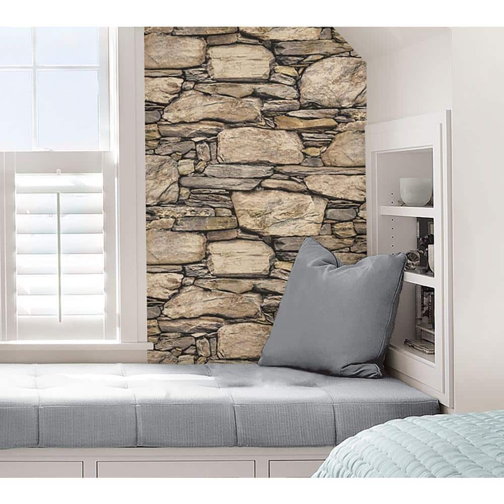 Hadrian Brown Stone 3D Peel & Stick Wallpaper