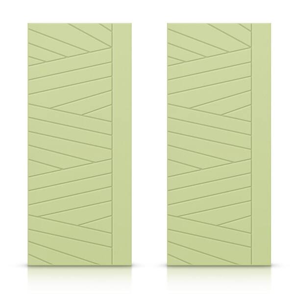 CALHOME 60 in. x 84 in. Hollow Core Sage Green Painted Composite MDF Interior Double Closet Sliding Doors