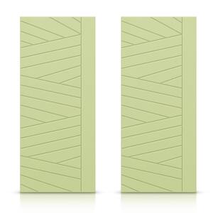 72 in. x 84 in. Hollow Core Sage Green Painted Composite MDF Interior Double Closet Sliding Doors