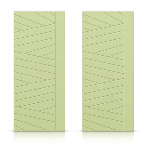 CALHOME 72 in. x 84 in. Hollow Core Sage Green Painted Composite MDF Interior Double Closet Sliding Doors