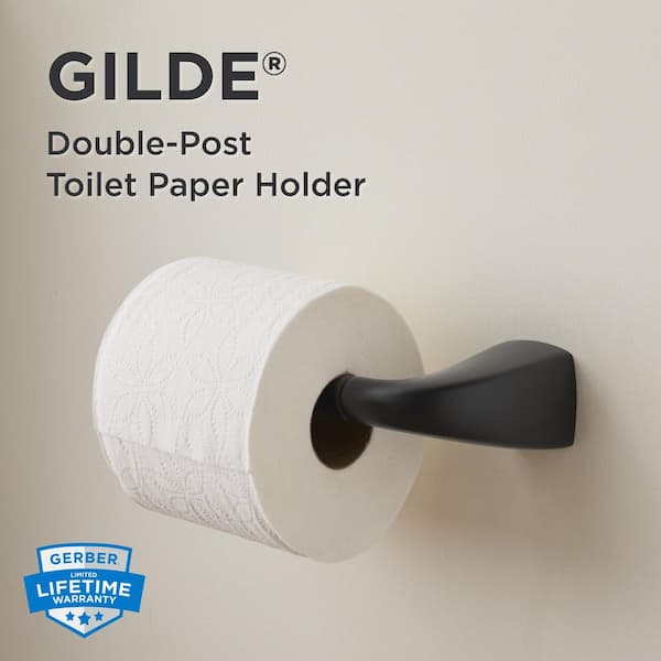 Gilde Wall-Mount Double Post Toilet Paper Holder in Satin Black
