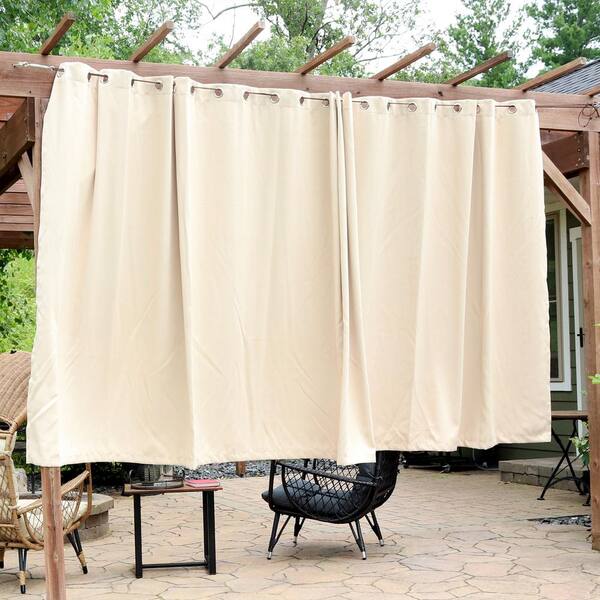 Sunnydaze Decor 2 Indoor Outdoor Blackout Curtain Panels With Grommet Top 100 X 84 In 54 13 M Beige Snr 733 2pk The