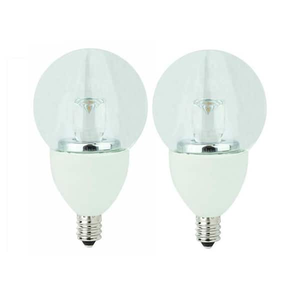 TCP 25W Equivalent Soft White (2700K) G16 Clear Candelabra Dimmable LED Light Bulb (2-Pack)