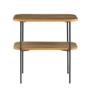 Lunar 24 in. Driftwood/Black Standard Rectangle MDF End Table with Shelf