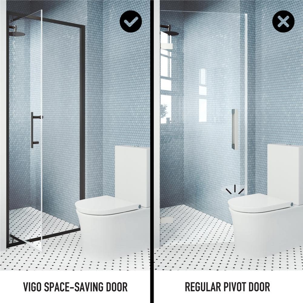 Astoria 76" High Matte Black Framed Pivot Shower Door