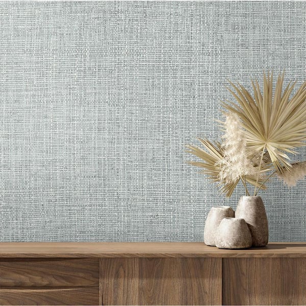 30.75 sq. ft. Sea Breeze The Alix Faux Weave Vinyl Peel and Stick Wallpaper