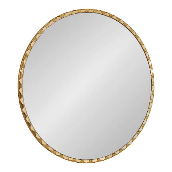Kate and Laurel Sebecka Gold 26 in. W x 26 in. H Glam Round Wooden Framed Mirror