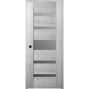 Vona 07-05 28 in. x 80 in. Right-Handed 5-Lite Frosted Glass Solid Core Ribeira Ash Wood Single Prehung Interior Door