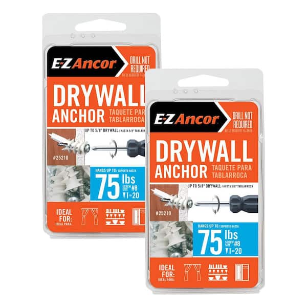 E-Z Ancor Twist-N-Lock #8 x 1-1/4 in. White Nylon Phillips Flat-Head 75 Medium Duty Drywall Anchors with Screws (20-Pack)