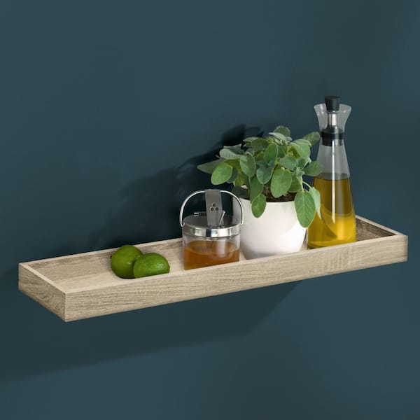 loggia 23.6 in. x 5.9 in. x 1.6 in. Oak Vintage Decorative Wall Shelf with Brackets