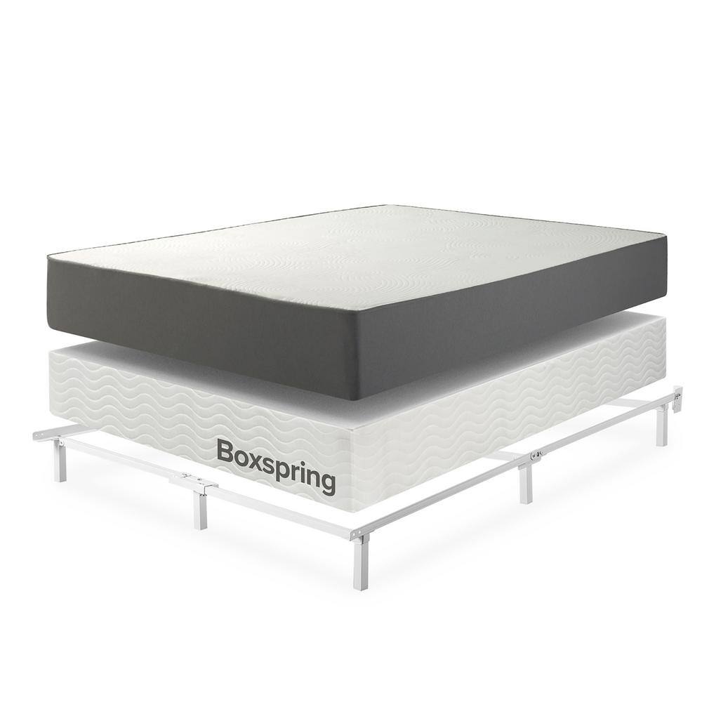 White Twin Metal Bed Frame with Headboard Brackets