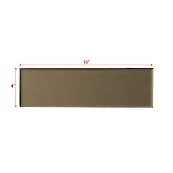 ABOLOS Transitional Design Style Matte Bronze Subway 4 in. x 16 in. Frosted Glass Backsplash Wall Tile (0.444 sq. ft./Piece)