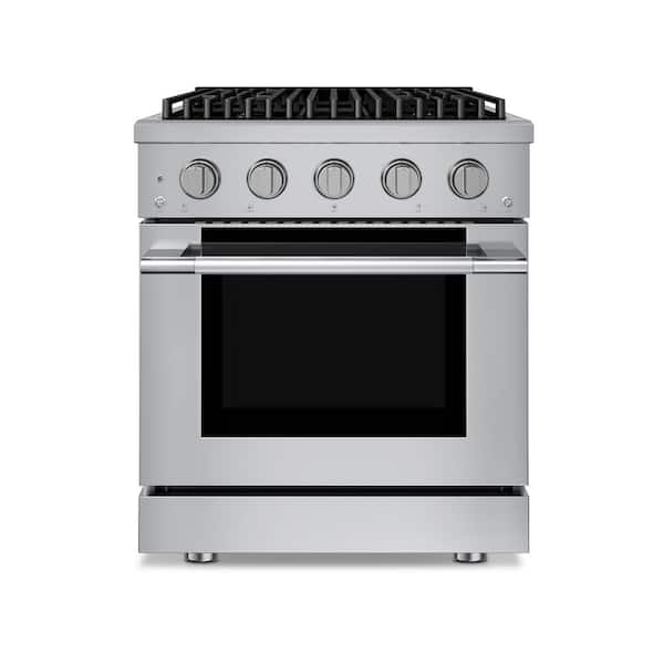 HausPro 30 in. 4 Burners (20,000 BTU) Freestanding Dual Fuel Range in Stainless Steel with Convection Oven