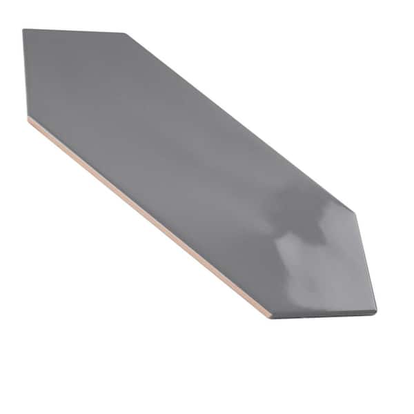 MOLOVO Taylor Gray 3.94 in. X 11.81 in. Polished Ceramic Picket