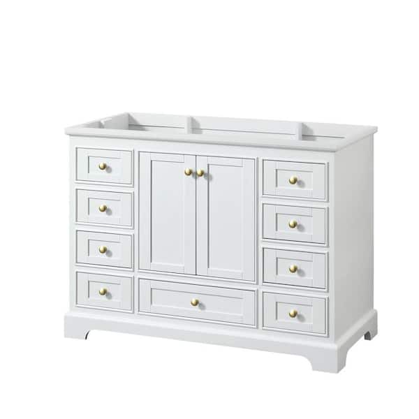 Wyndham Collection Deborah 47.25 in. W x 21.5 in. D x 34.25 in. H Bath Vanity Cabinet without Top in White