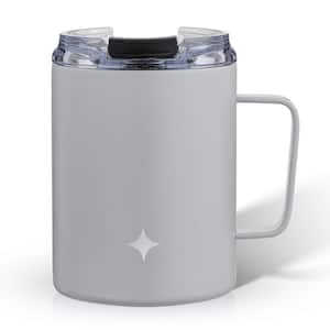 12 oz. Grey Stainless Steel Vacuum Insulated Travel Coffee Mug Tumbler with Lid & Handle
