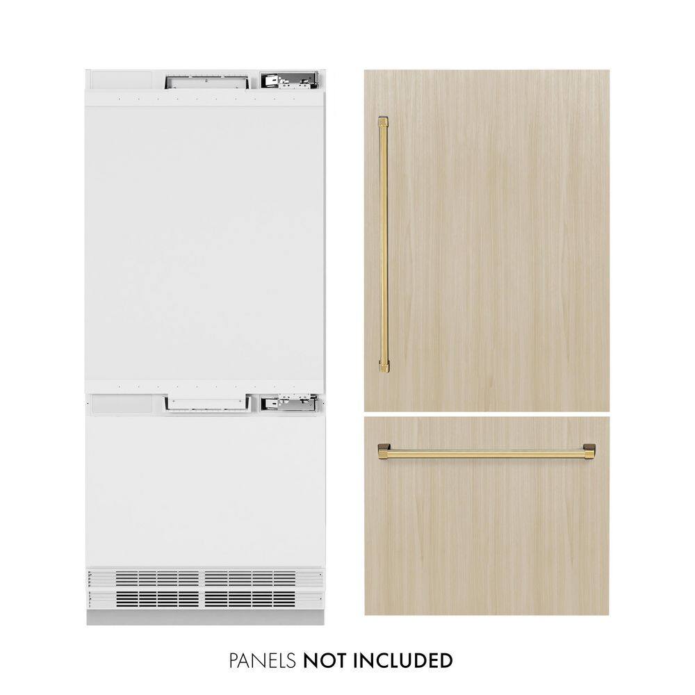 36 in. 19.8 cu. ft. Panel Ready Built-in Bottom Freezer Refrigerator w/ Water Dispenser and Ice Maker with Gold Accents price history on PriceWatchPro