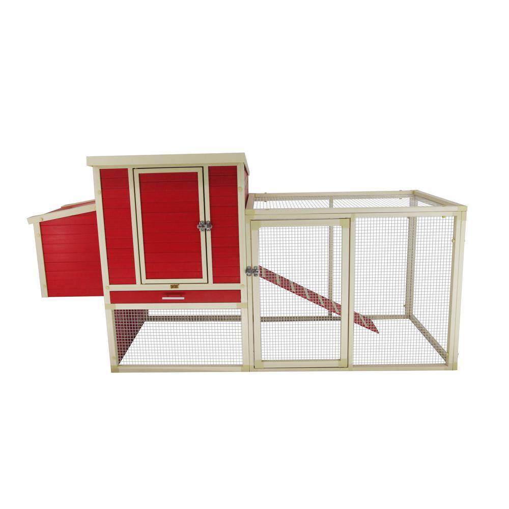 Red and Beige ECOFLEX Dual-Level Chicken Coop with Stainless Steel Mesh