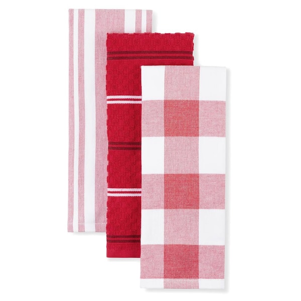 FIESTA KITCHEN Hand TOWELS Stripes YELLOW Red SOLID 100% C0TTON